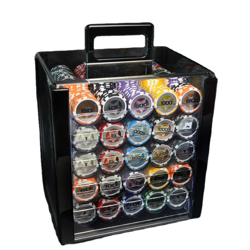 Factory Customized Cheap Poker Chips 1000 Standard 14g Casino Tokens ABS Embedded Metal Texas Hold'em Poker Chip Set