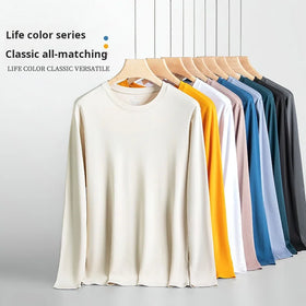 Men's Long Sleeve T Shirt Soft Cotton with for Tencel Lyocell Comfortable Spring Autumn Outerwear and Homewear Blank Design