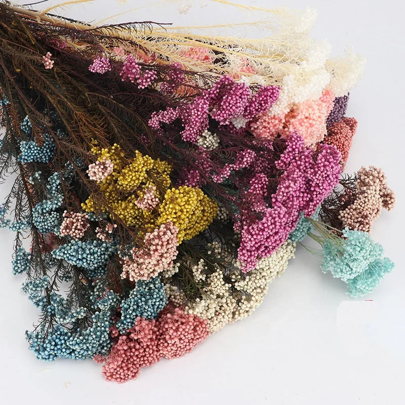 M062 Floral Arrangement Wedding Home Decor Dried Garland Flower Filler Blue White Rice Flower Bouquet Dry Preserved Rice Flower