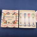 4 Pcs Kids Flatware Set Stainless Steel and Cartoon Ceramic Handle Kid's Spoon for Dessert Coffee Tea with Color Gift Box