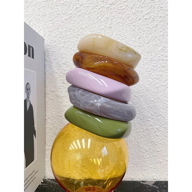 6 Colors Colorful Wide Chunky Irregular Resin Bangles Square Acrylic Geometric Bangles for Women Bohemia Minimalist Jewelry Hot