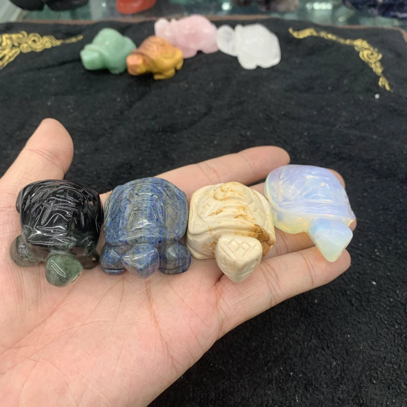 Hot 5 CM 2 Inches Carving Unique Mini Tortoise Statue Natural Healing Crystals Stone Crafts Ornament Home Decoration for Gifts
