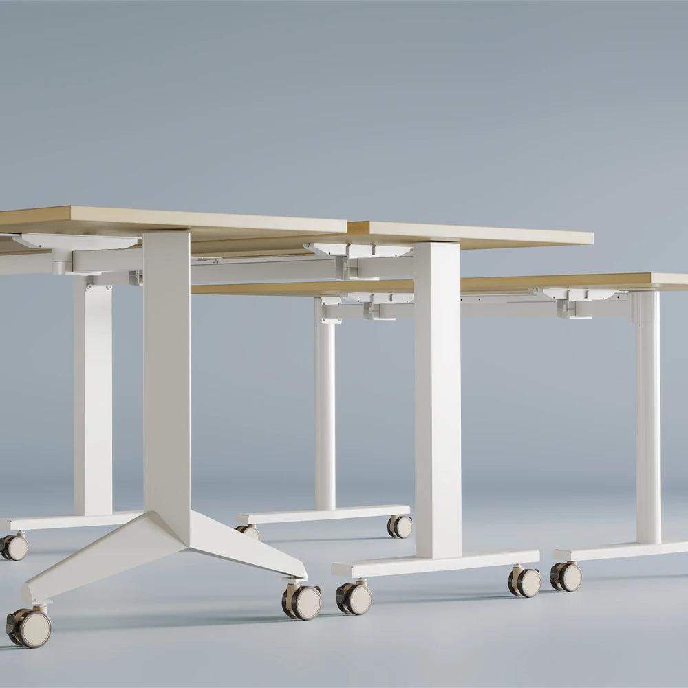 OMNI BIFMA Training Room Desk Mobile Fold & Nest Desk Flip Top Nesting Laminate Training Table for Office