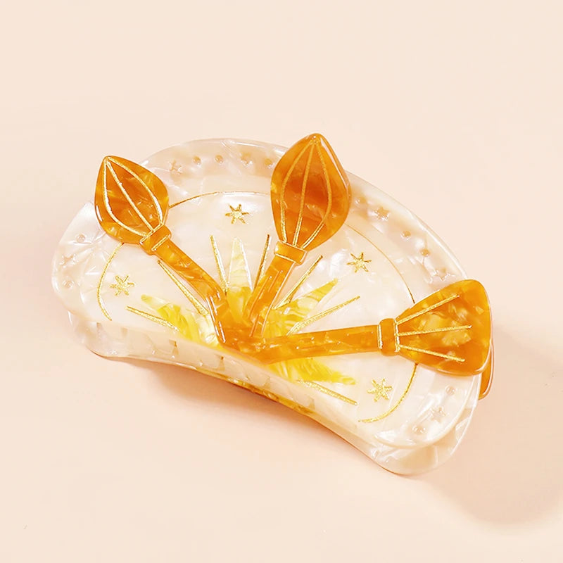 Midairy Factory Wholesale Half Moon Shape Lotus Flower Hair Claw Clips Korean Sweet Style for Girls Ladies CSFZ0525