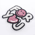 New Design Beaded Glitter Embroidery Custom Pearl Letter Embroidery Iron on Bag Patch Beaded Patches for Clothing
