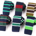 Wholesale Bulk Slim Narrow Green Men Knitted Tie Striped Knit Ties for Men