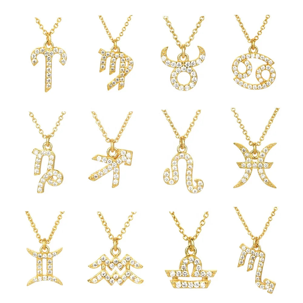 FUAMAY 12 Star Sign Chokers Gold-Plated Aries Taurus Gemini Cancer Leo Virgo Libra Scorpio Link for Party Silver Birthday