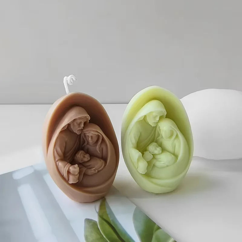 DIY Religious Jesus Family Candle Silicone Molds Handmade Holy Family Virgin Mary Scented Ornaments Candles Mold Home Decoration