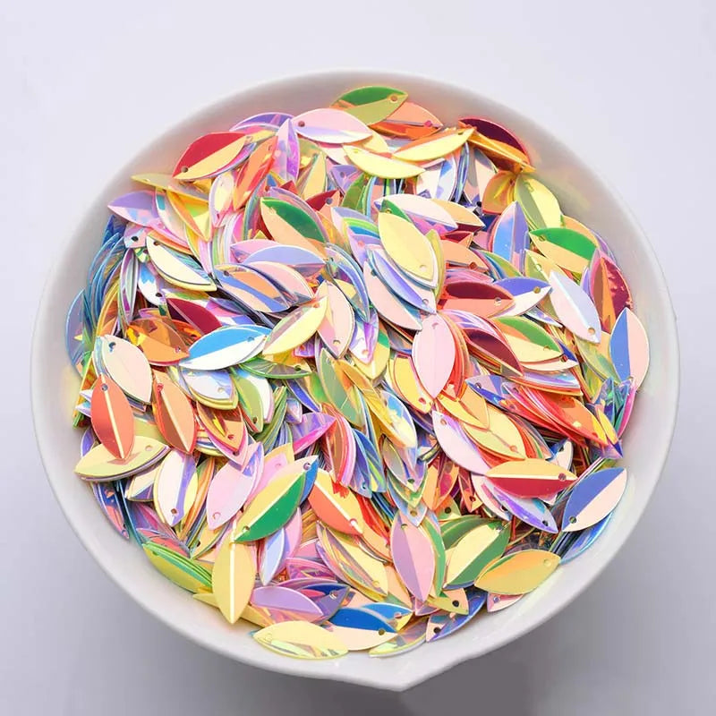 6*15mm 1-hole PVC Sewing Bulk Sequins 3D Beaded Gold Shiny Dress Oval Concave Holographic Sewing Textile Folded Loose Sequins