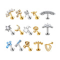G23 Titanium Piercing Wholesale 16G Fashion Earrings Moon Star Cross Labret Lip Stud Ear Cartilage Helix Tragus Piercing Jewelry