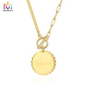 Wholesale Round Pendant Necklace Titanium Steel Necklace With Vintage OT Buckle