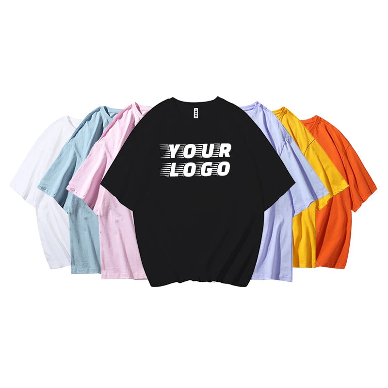 Custom Men's Oversize 100% Cotton T-Shirt Print Logo Plus Size Big and Tall Loose Fit Knitted Material