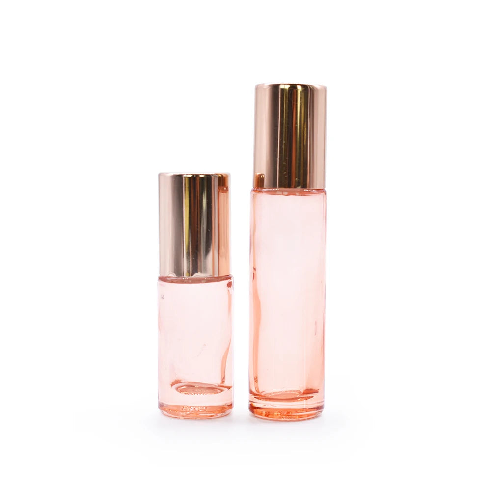 Customizable Color Glass Lip Balm Oil Roll-On Bottle with Metal Roller 5ml/10ml for Face Cream Mascara Loose Powder Hot Stamping