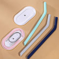 Wholesale New Arrivals Collapsible Softy Safe Drinking Straws Premium Reusable Silicone Straw With Case and Brush