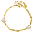 Ins Hiphop 18cm Stainless Steel Gold Color Bamboo Chain Natural Shell Heart Charms Bracelet
