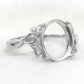 Sterling Silver 10*12mm Semi Mount Ring Empty Frame Blank Support Setting S925 Base Holder Without Center Stone for DIY Inlay