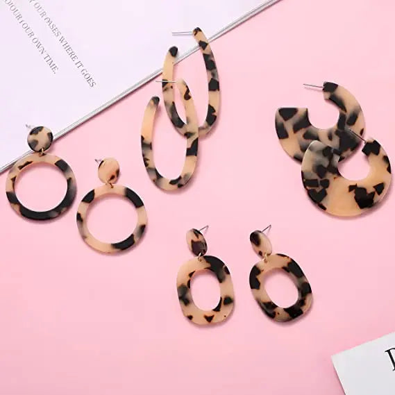 Hot Sale Acetate Plate Set Earrings Popular Simple Acrylic Leaves  Earrings Set for Women Jewelry