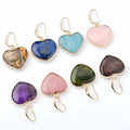 Custom Gold Large Natural Stone Heart Earrings High Quality Crystal Stone Heart Earrings