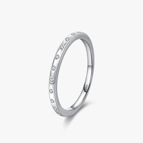 Ailmay 925 Sterling Silver Sparkling Zirconia Ring for Women Geometric Design Stackable Ring Fashion Fine Jewelry Wedding Gift