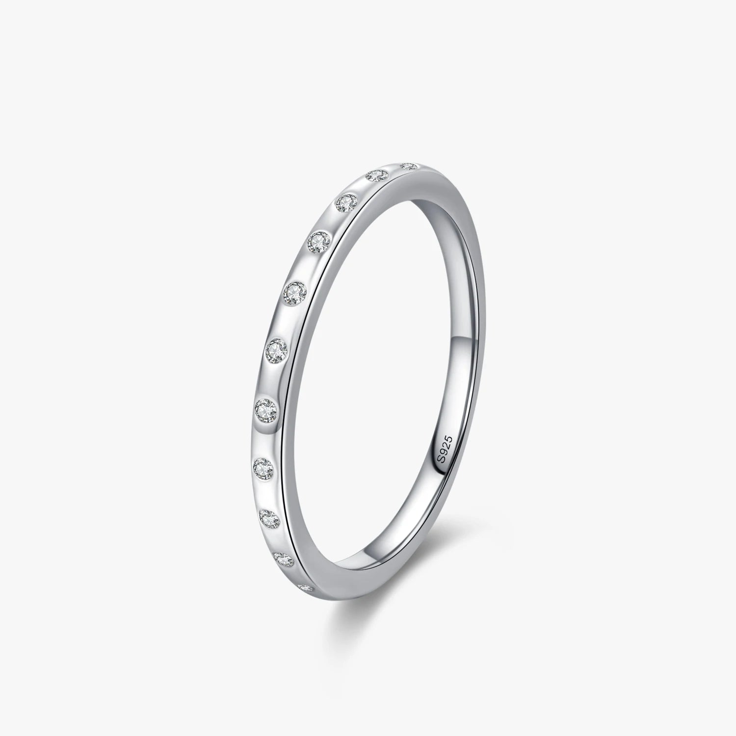 Ailmay 925 Sterling Silver Sparkling Zirconia Ring for Women Geometric Design Stackable Ring Fashion Fine Jewelry Wedding Gift
