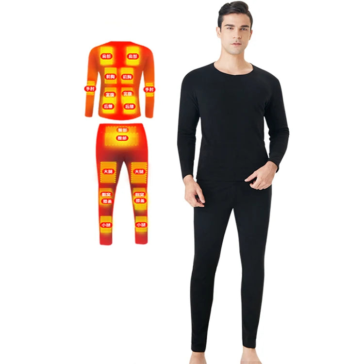 New Intelligent Heating Suit Portable USB-Charged Constant-Temperature Winter Thermal Underwear Cotton Adjustable Elasticity