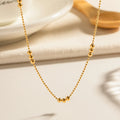 Waterproof Stainless Steel Beaded Chain Necklace Non-Tarnish Gold Plated Basic Versatile Layering Chain for Women