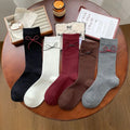 2025 New Women's Luxury High Quality Mid-Tube Crew Cotton Socks Breathable Bow Tie Socks for Daily Use Hot Style