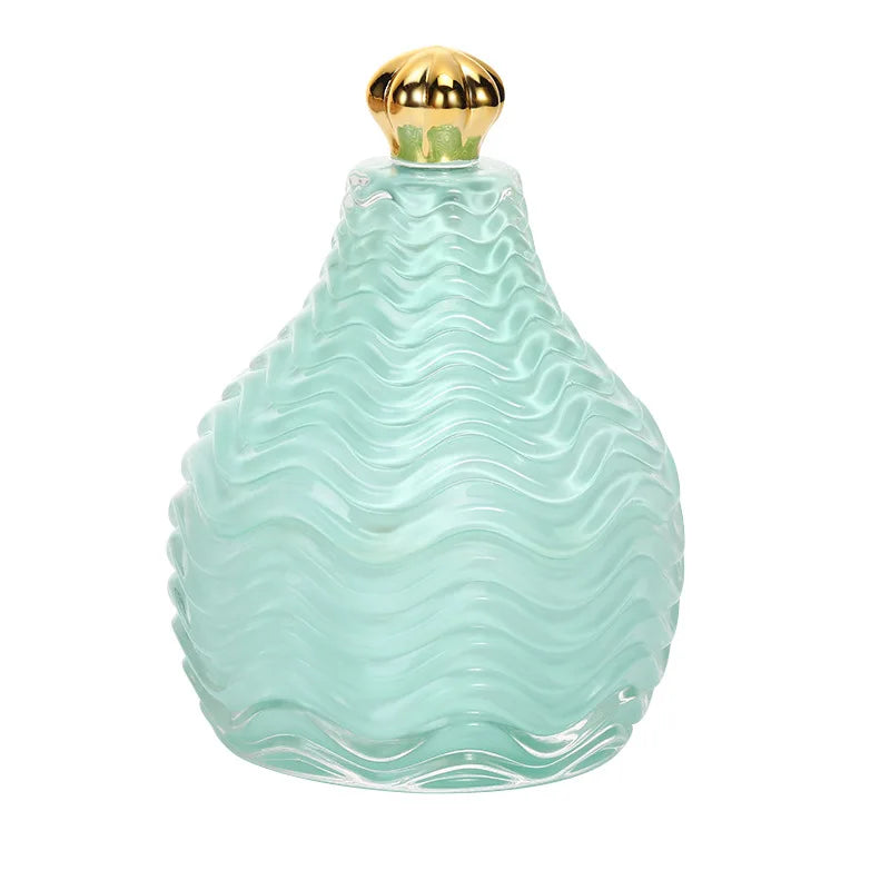 Modern Luxury Small Home Decorative Azure Blue Glass Makeup Brush Storage Jar with Lid Candles & Fragrance Accessories