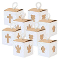 Christening Gift Box for Girls and Boys Baptism Religious Party Paper Favor Candy Gift Bags Cross Angel Design Kraft Paper Box