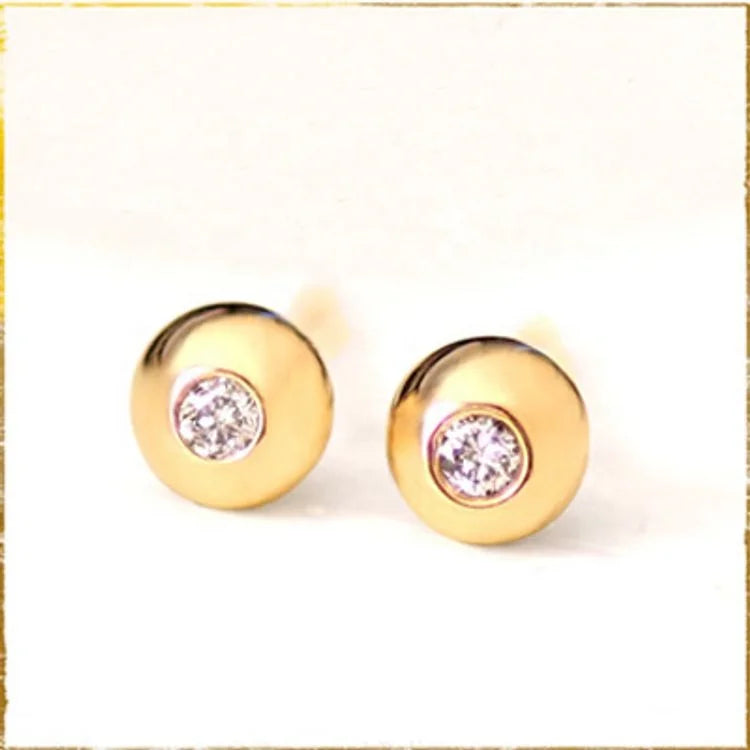 Birthday Gift 18k Gold Bead Style Lab Diamond Stud Earring