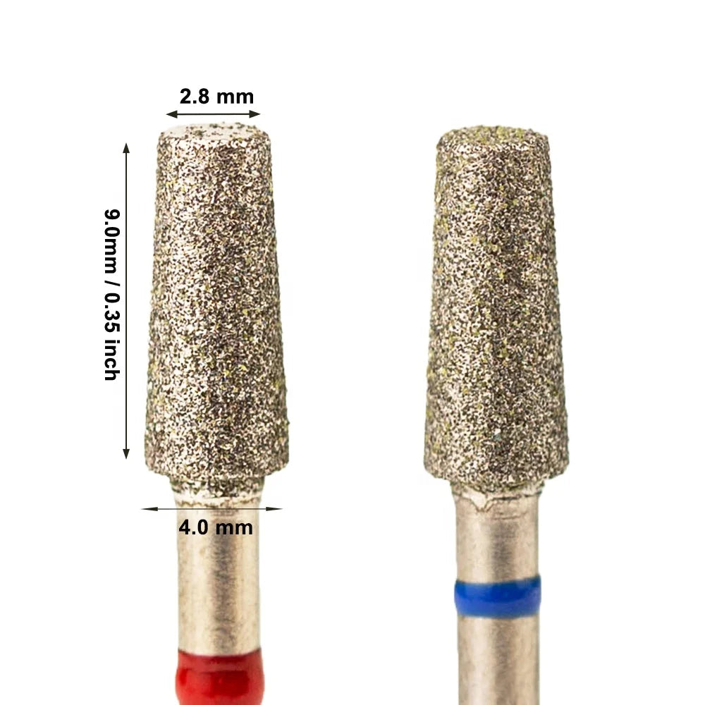 4.0*9.0mm Tapered Barrel Shape Fine Medium Pedicure Manicure Cut Efile Diamond Cuticle Clean Bit for Nail Drill