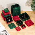 Luxury Red Dark Green Ring Earrings Bracelet Necklace Pendant Jewelry Set Box With Bow Tie for Engagement Wedding