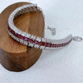 Exquisite Rhodium Plated Silver 925 Jewelry Natural Pyrope Bracelet for Women Anniversary Gift