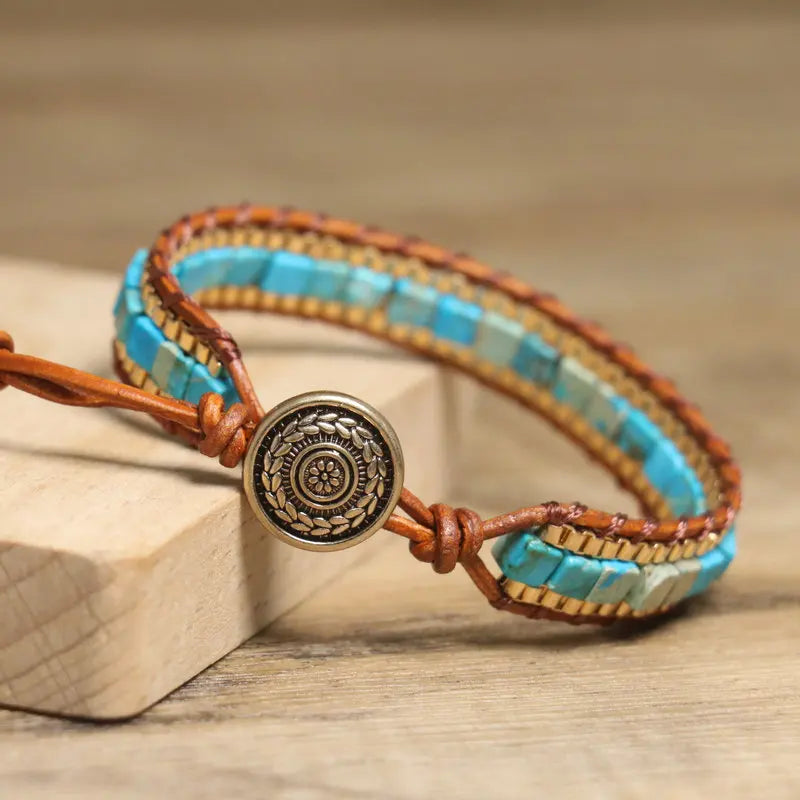 Bohemian Braided Bracelet for Men Women Natural Blue Emperor Stone Beaded Bracelet Healing Energy Stone Bracelet Wholesale