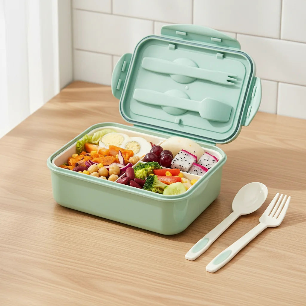 Hot Selling BPA Free Plastic Stackable 3 Compartment Bento Box Kids Lunch Box Set Suitable Schools Companies Work and Travel