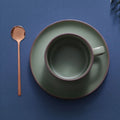 Custom Logo Modern Nordic Matte Blue Apricot Green 8OZ Ceramic Coffee Mug Set with Saucer Spoon