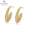 T000969539 XUPING JEWELRY 14K Gold Color Simple Fashion Stainless Steel Women Vintage Luxury Gold Plated Fine Hoop Stud Earrings