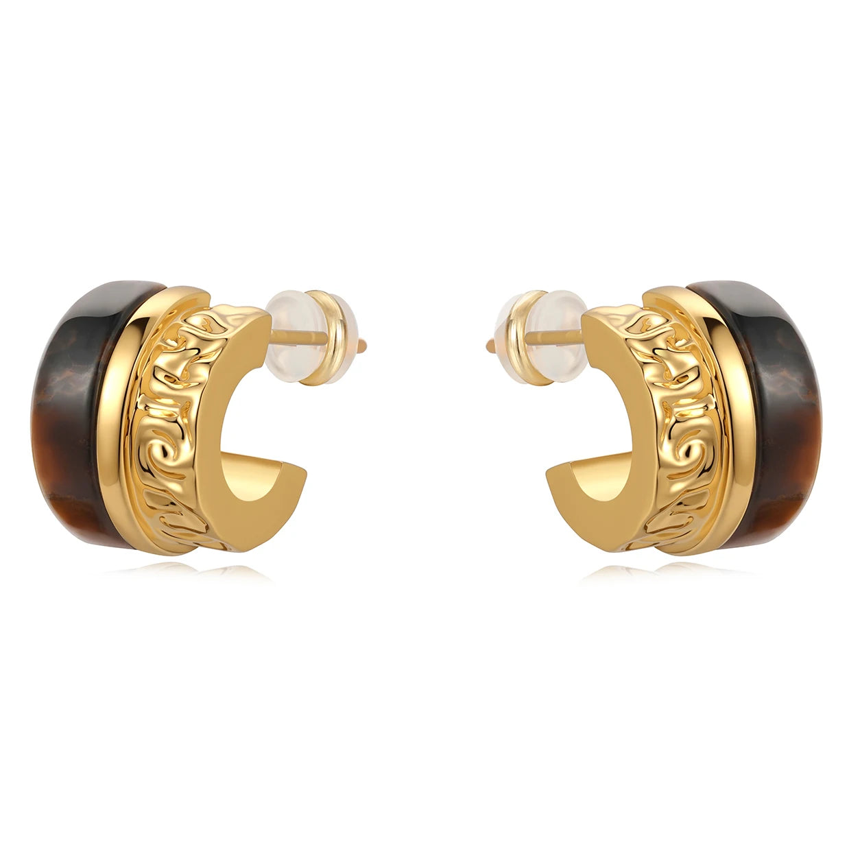 Fashion Personality Natural Tiger Eye Stone Stitching Metal Hoop Earrings Women Jewelry Factory Wholesale