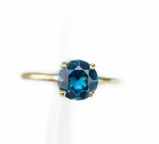 925 Sterling Silver Topaz Blue Stone Diamond and and Blue Topaz Promise Ring Round Cut London Blue Topaz