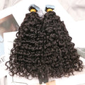 Cuticle Aligned Vrigin Human Hair Extension Tape Hair Deep Curly Raw Indian Temple Hair Tape Ins Extensions