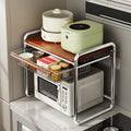 Double Layer Multifunctional Kitchen Shelf Ancient Chinese Style Metal Oven Stand Microwave Shelf Pot Rack Rice Cooker Storage