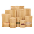 Personalized Eco-friendly Zip Lock Packaging Kraft Paper Bag Food Grade Stand up Pouch Kraft Paper Brown Bag with clear Window