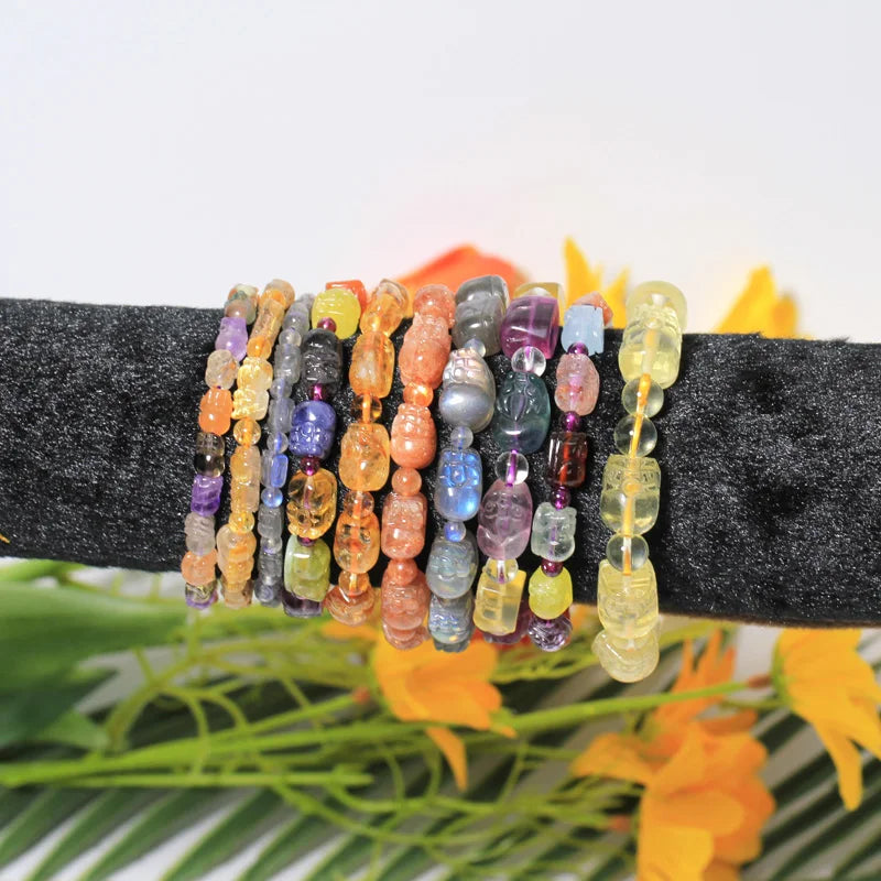 Hot Sales Natural Amethyst Healing Stone Gemstone Crystal Pixiu Bracelet for Spiritual Gift