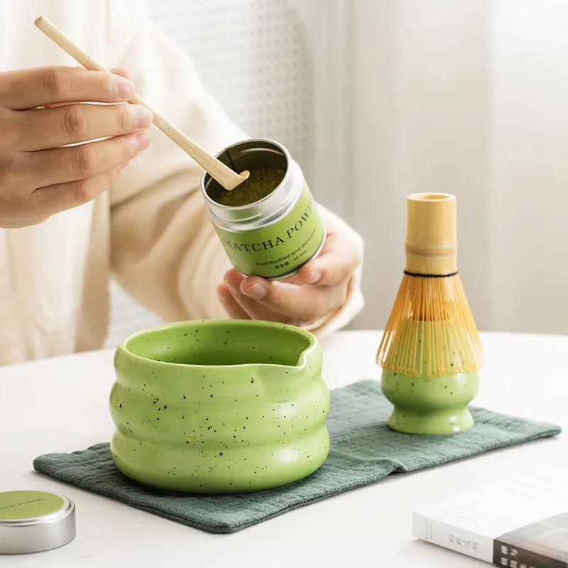 6PCS Pottery Matcha Chawan Matcha Tools Power Jar Ceramic Bowl Matcha Accessories for Various Colors