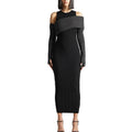 TWOTWINSTYLE Soild Slimming Bodycon Dresses Vest Type Long Sleeve Elegant for Women Knitted Dress
