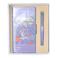 Luxury Notebook Flower and Crystal Pen Stationery Gift Set Metal Ballpoint Pen Sets Fashion Painting Series Gift Box