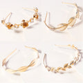 New Fashion Retro Pearl Rhinestone Alloy Headband Golden Luxury Elegant Beauty Flower Leaf Wedding Bridal Hairbands for Woman