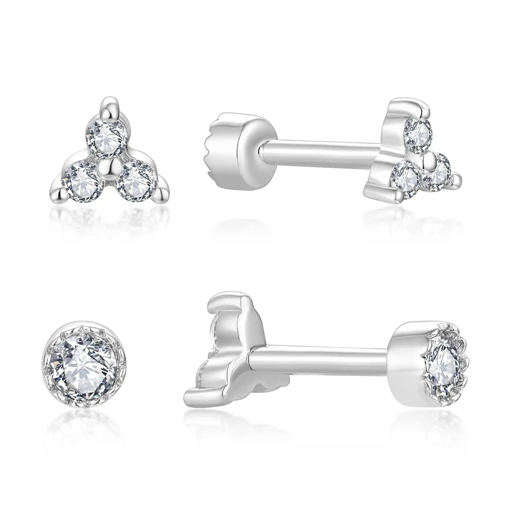 QX Custom Luxury  Fine Jewelry 925 Sterling Silver Cubic Zirconia Wedding Engagement Party Classic Little Women Stud Earrings