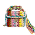 Handmade Handbag Straw Cloth Line Wool Crochet Shoulder Bag Handwoven Rainbow Luxury Thick Crochet Bag MegaBDM