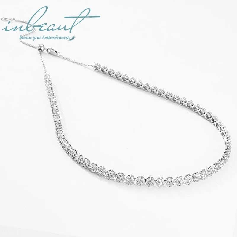 Silver 925 Original Total 10 Carat Brilliant Cut Diamond Test Past D Color VVS1 Moissanite Plum Blossom Tennis Necklace for Girl